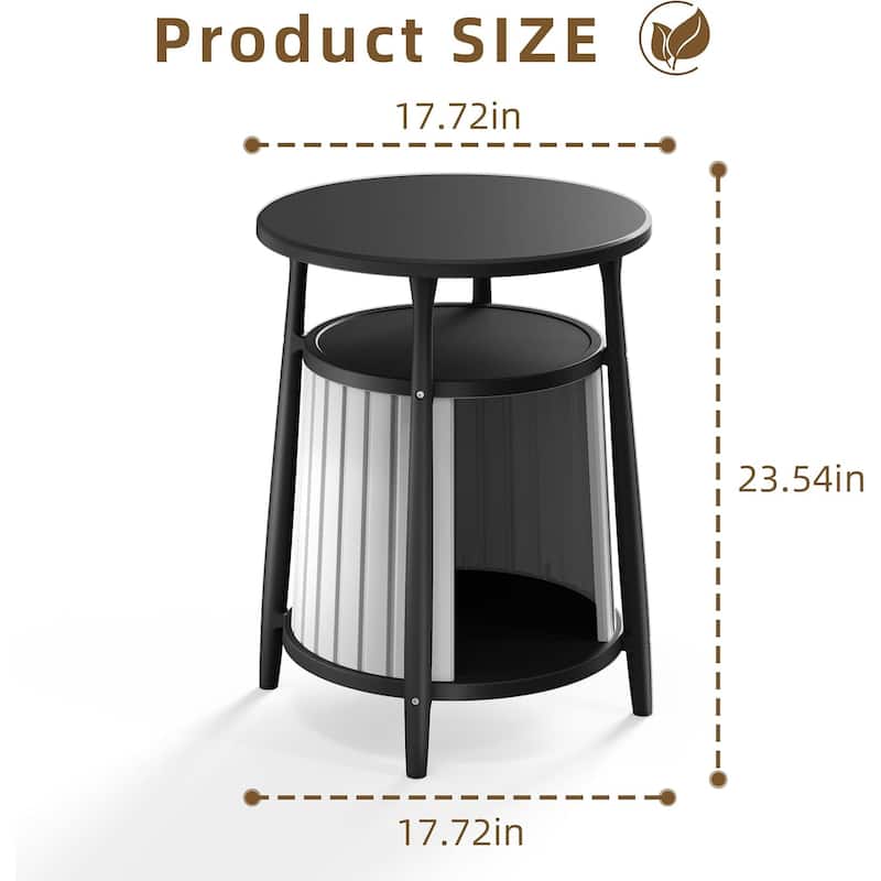 decksplore Side Table with Storage All-Weather Resin Living Room, Bedroom, Balcony, Reading Room (Black)