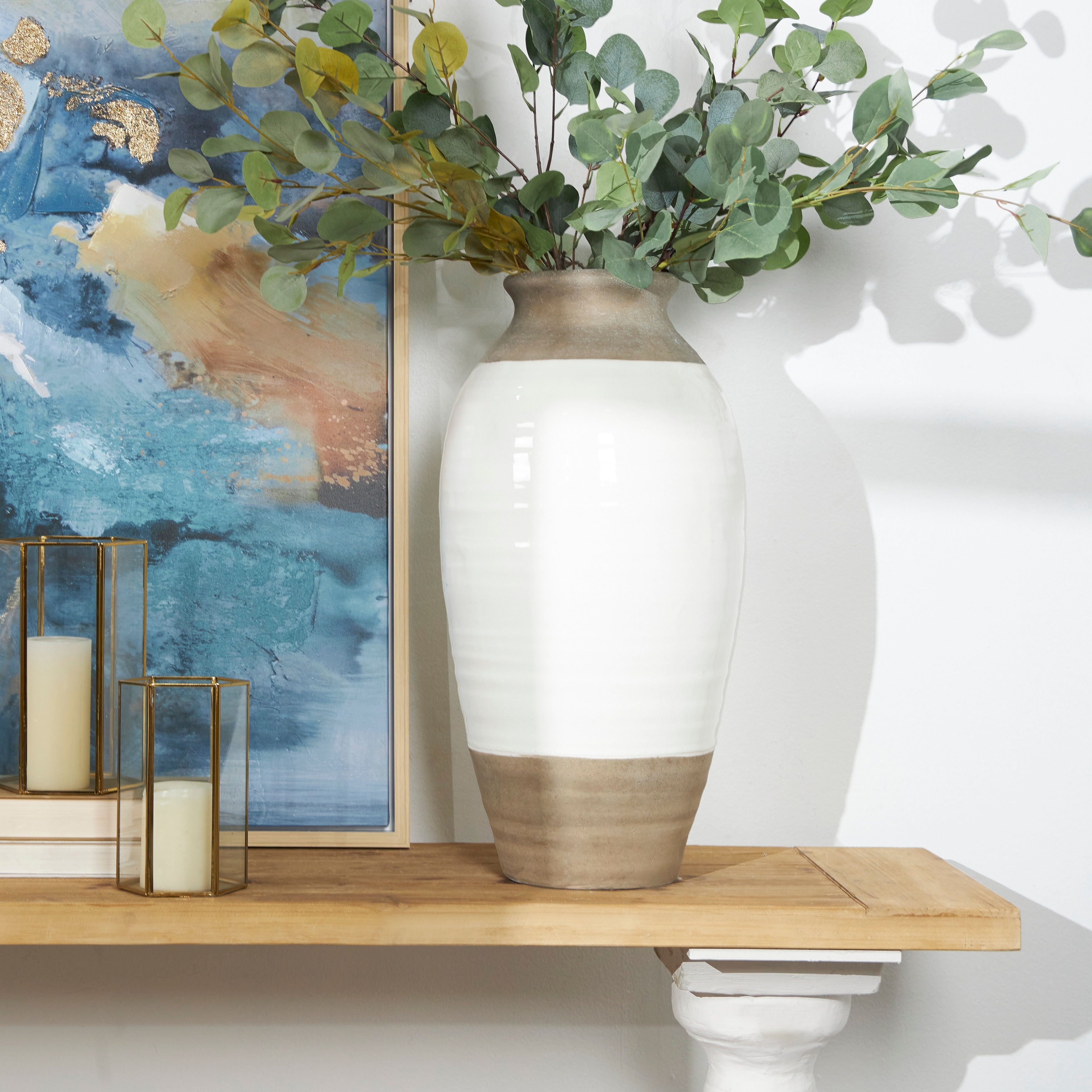 Gray Ceramic Vase with White Body