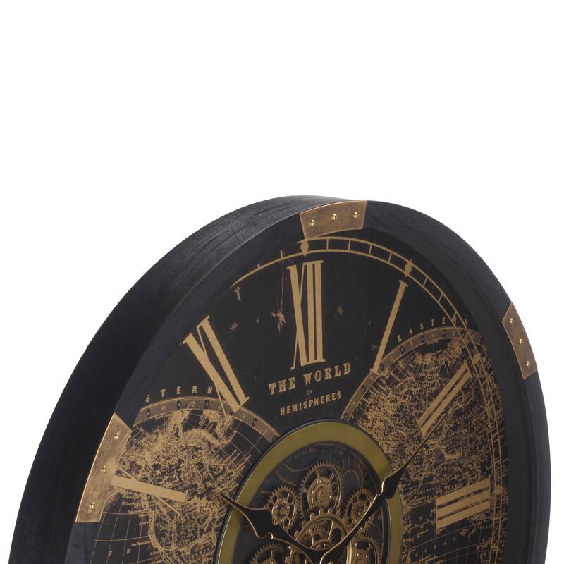 SEI Furniture Ephersyn World Gear Wall Clock - 32"W x 3"D x 32"H