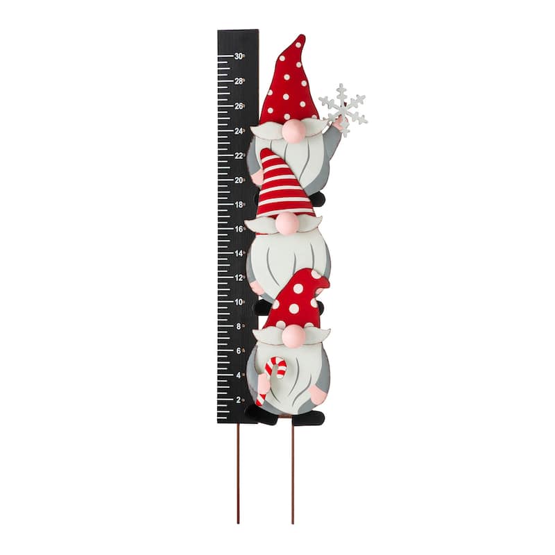 Glitzhome Christmas LED Lighted Wooden Snowman Gauge Yard Stake Wall Decor