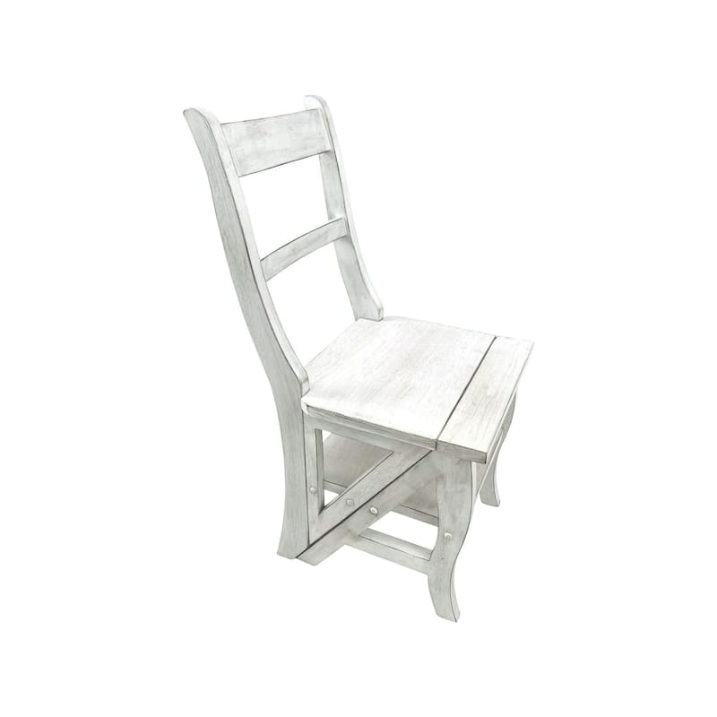 2 in 1 Folding Library Ladder Chair - 34" - White