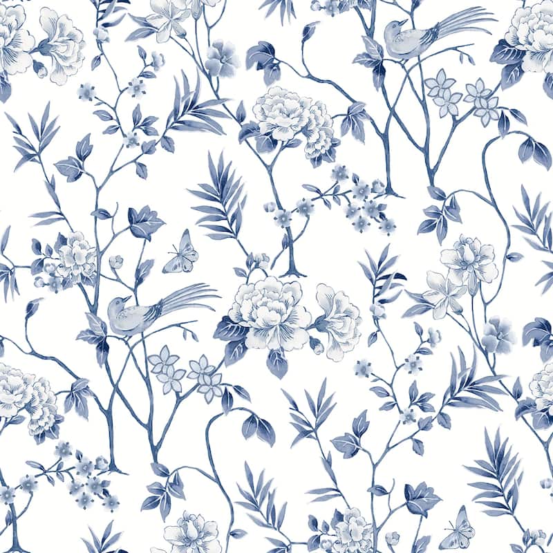 NuWallpaper Chinoiserie Garden Indigo Peel and Stick Wallpaper