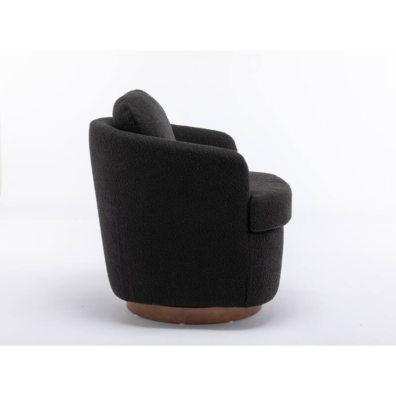 Black 30.3" Swivel Accent Chair with Wood Base