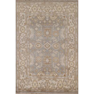 Gray Oushak Oriental Area Rug Handmade Wool Carpet - 3'11"x 6'1"