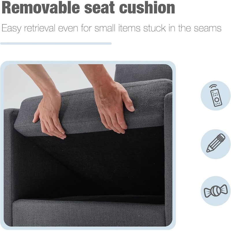 Swivel Accent Chair - Modern Linen Armchair with Removable Cover for Living Room & Reception