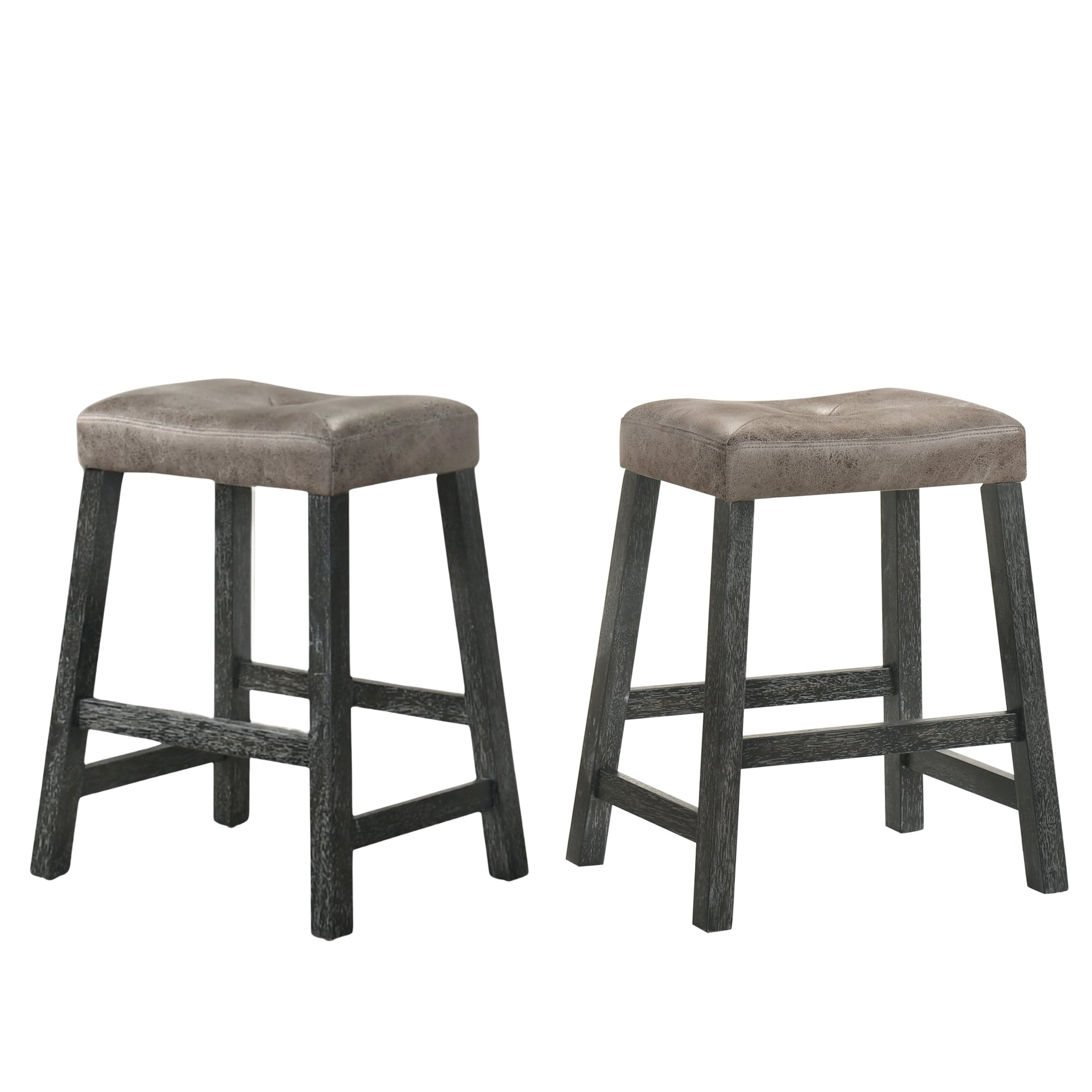 25" Rustic Wooden Counter Stools Set of 2 with Solid Wood Legs