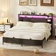 preview thumbnail 72 of 75, Bed Frame with Charging Station and RGB LED Lights, Sturdy Platform Bed with Storage Headboard,