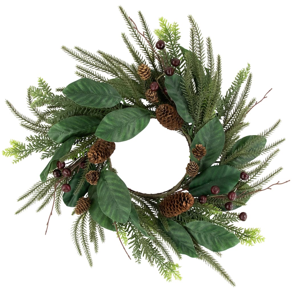 Mixed Foliage with Berries Artificial Christmas Wreath 20-Inch Unlit - 20"