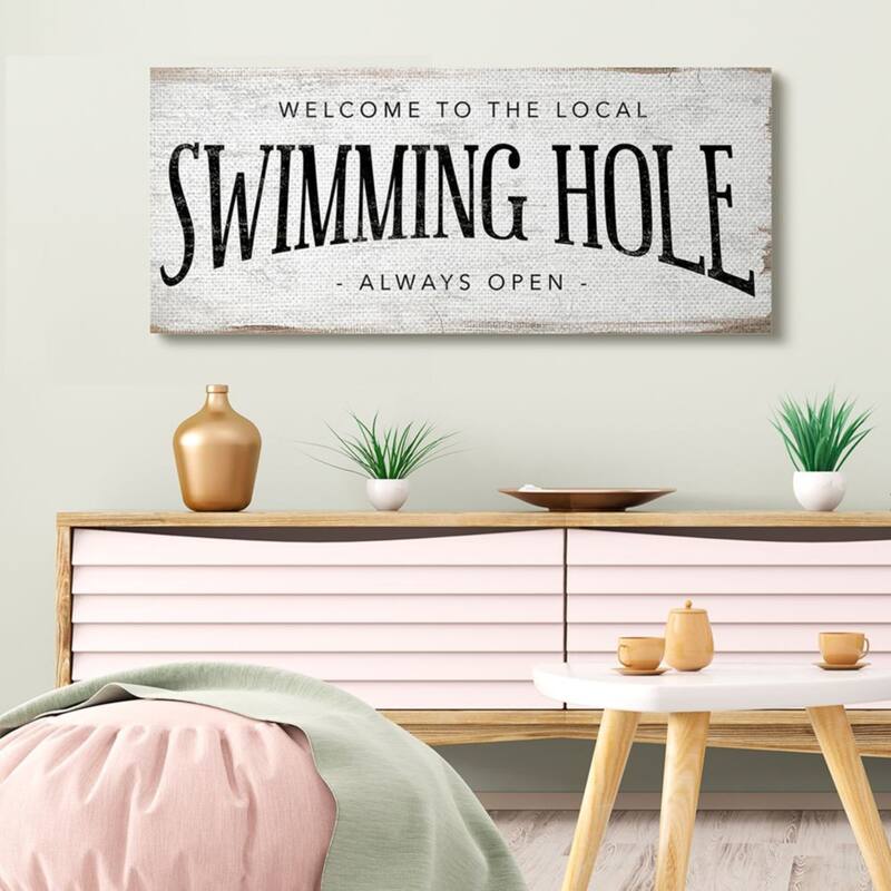 Stupell Rustic Summer Local Swimming Hole Sign Canvas Wall Art