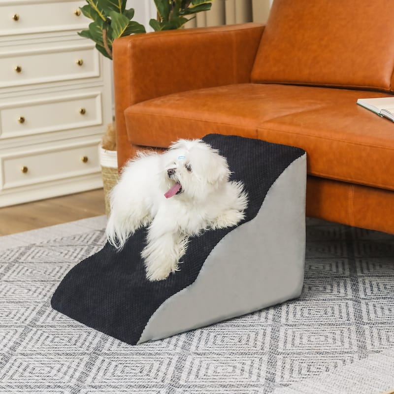 Adeco 3-Tier Dog Stairs Soft Dog Ramp with Removable Cover