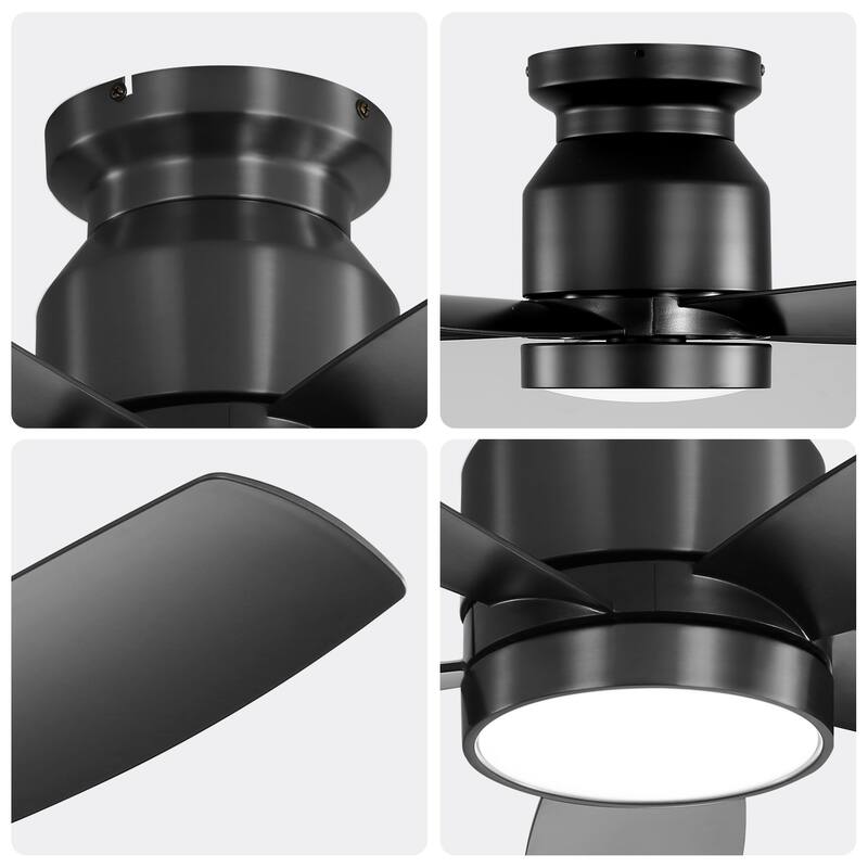 Remote Control Ceiling Fan with Dimmable LED Light, 6-Speed Wind Adjustable Reversible DC Motor Flush Mount Ceiling Fan