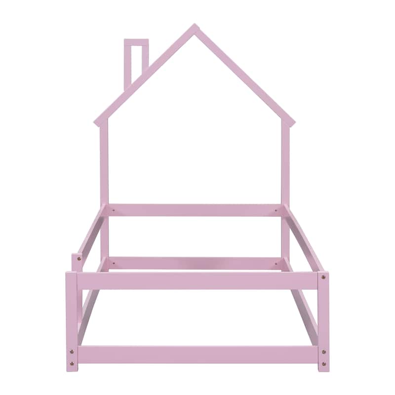 Twin Size Wood bed with House-shaped Headboard