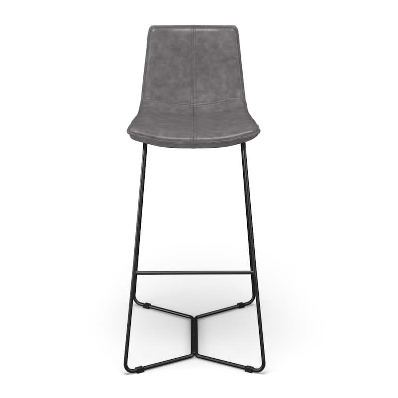 Madison Vegan Leather Bar Height Stools (Set of 2) - Smoke Vegan Leather