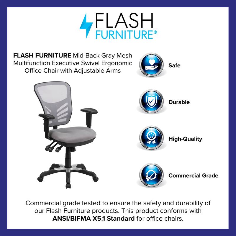 Mid-back Blue Mesh Adjustable Ergonomic Office Chair