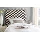 preview thumbnail 1 of 2, SAFAVIEH Ziggy Black/Off-White Upholstered Chevron Headboard (Twin)