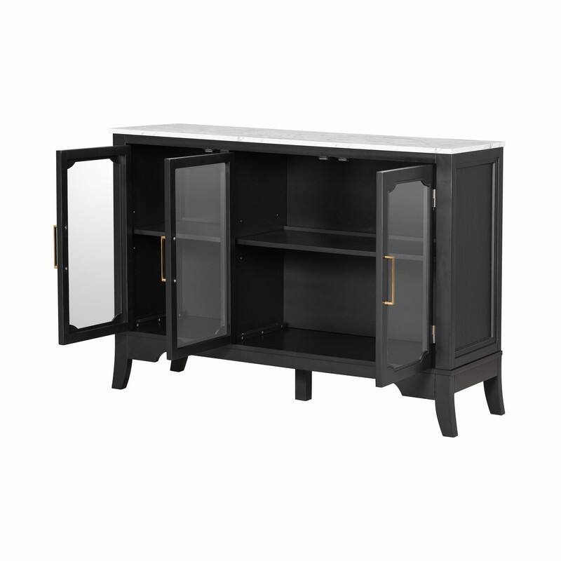 3-Doors Storage Cabinet with Large Storage Space for Living Room and Dining Room Storage