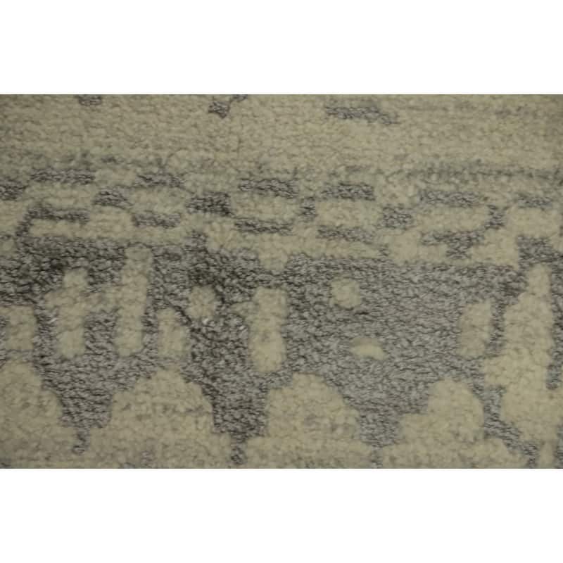 Hand-knotted Modern Wool Beige Geometric Area Rug Oriental Carpet - 7' 7'' X 4' 10''