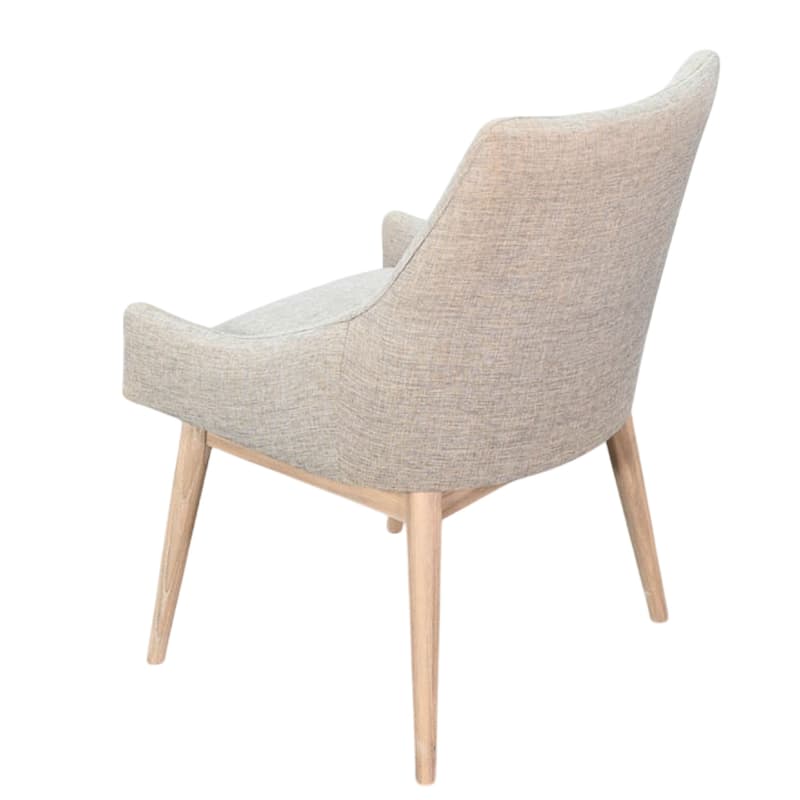 Livvy High Back Dining Chair Set of 2, Light Gray Fabric, Wheat Brown Wood