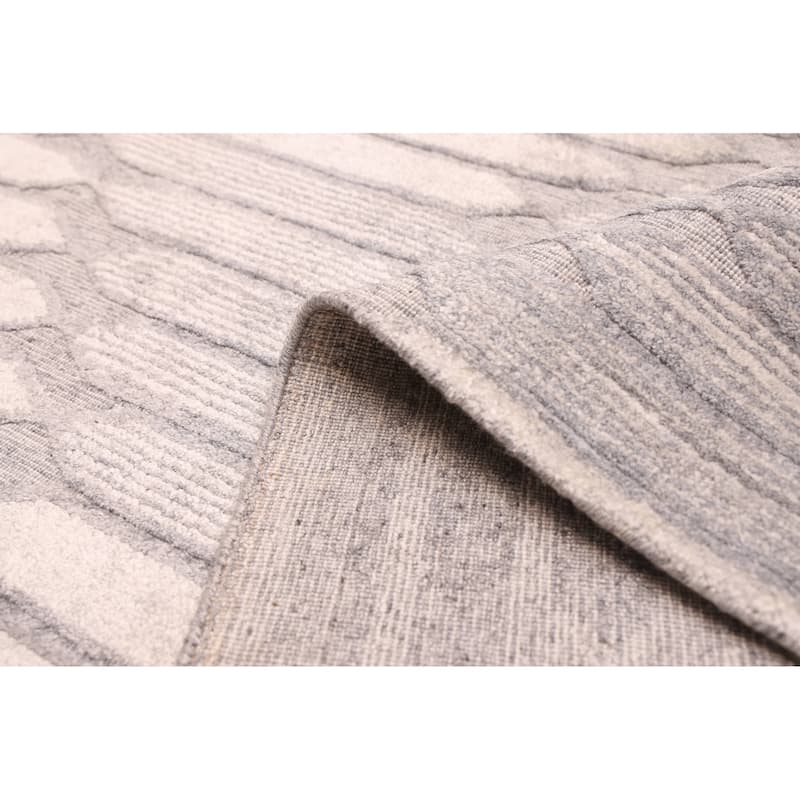 ECARPETGALLERY Hand Loomed Elysian Grey Silk Rug - 6'7 x 9'8