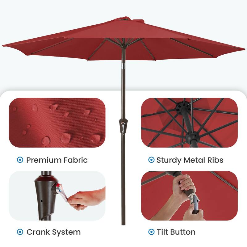 10ft Patio Market Umbrella with Crank & Tilt,UV-Risistant