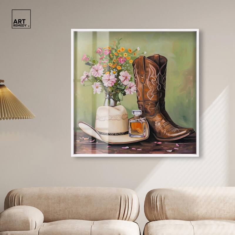 Spring Green Cowboy Necessities Shadowbox by Art Remedy