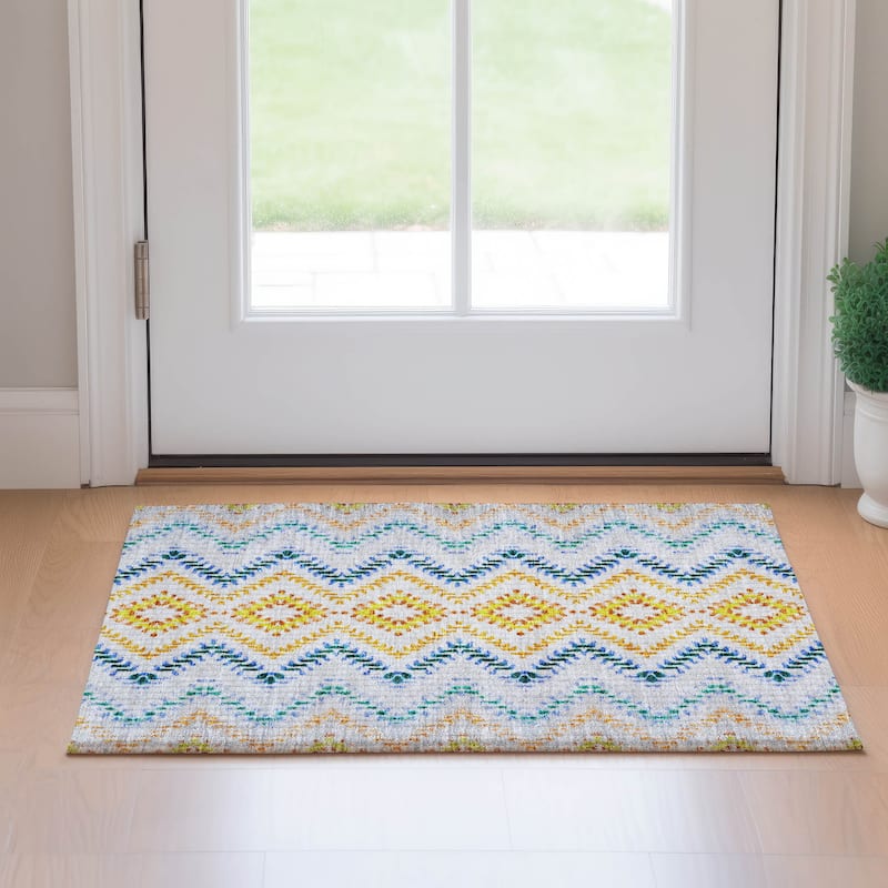 Premium Washable Super Soft Boho Geo Mayfield Rug - Ivory - 1' 8" x 2' 6"