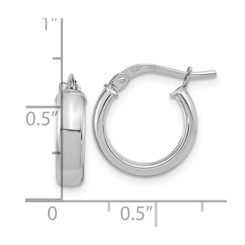 Curata 14k White Gold Polished 14x2.9mm Classic Hoop Earrings
