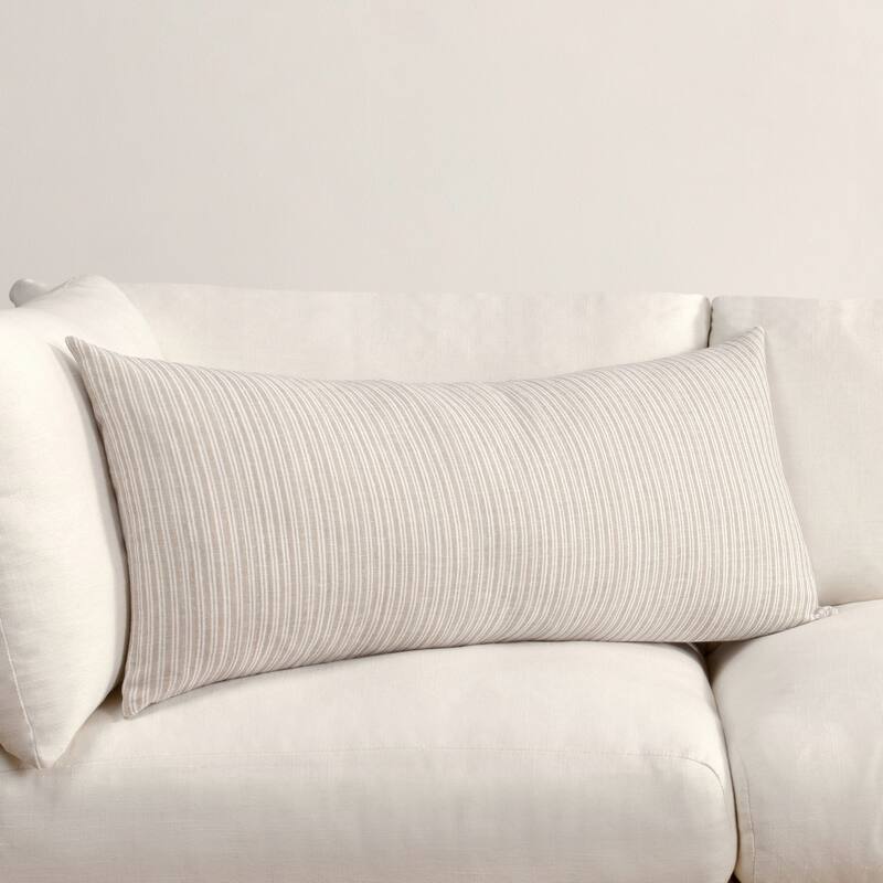 Villa by Classic Home Camille Natural Beige Linen Blend Throw Pillow