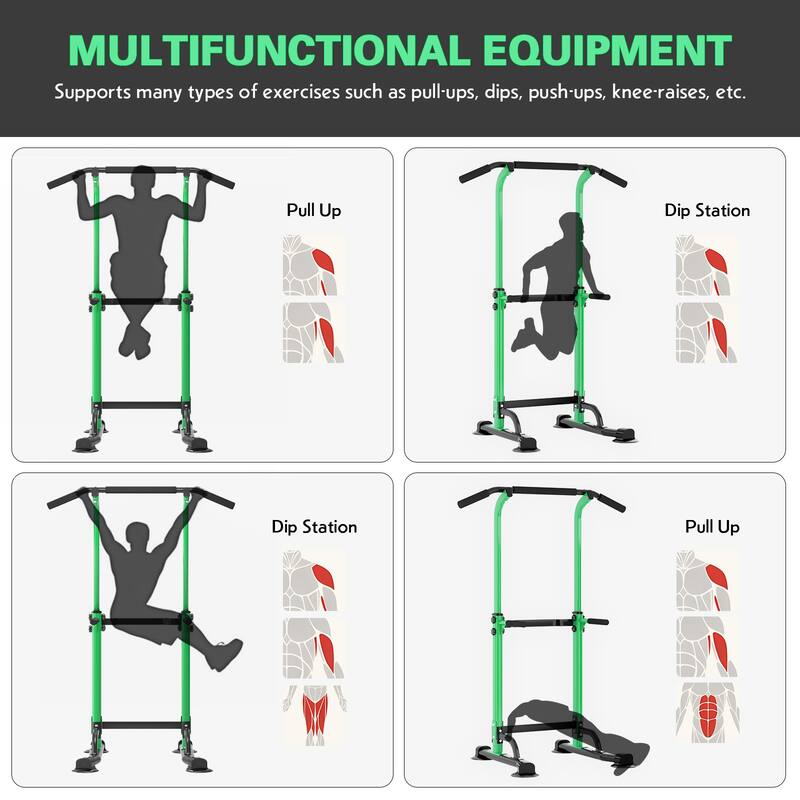 Adjustable Height Power Tower Pull Up Bar Station Home Gym Workout Equipment