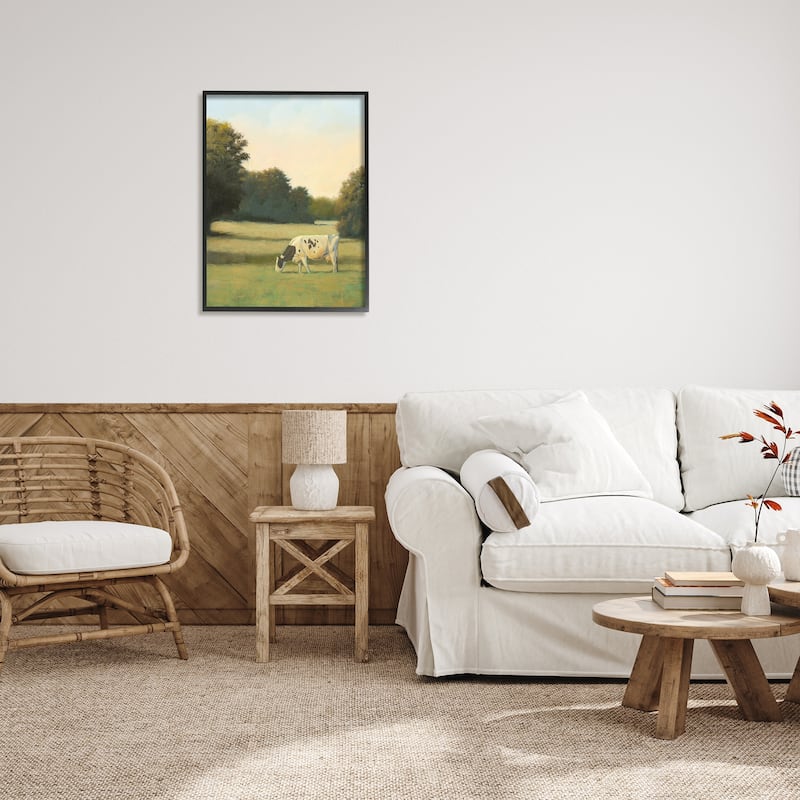 Stupell Cow Grazing in Pasture Framed Giclee Art Design by James Wiens