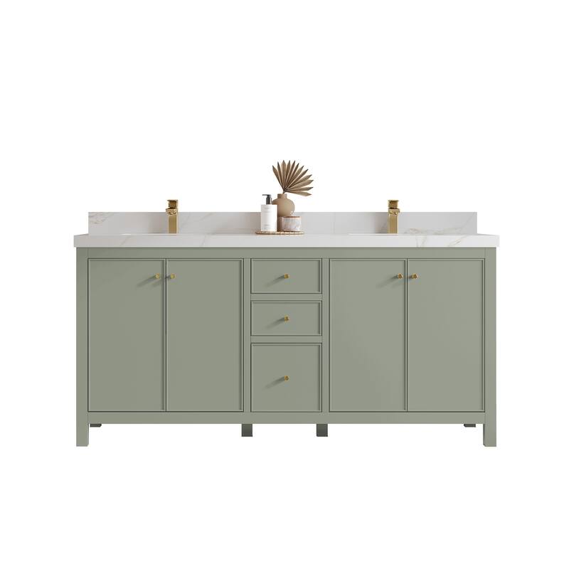 Willow Collections 72 in. W x 22 in. D Chicago Double Bowl Sink Bathroom Vanity with Countertop