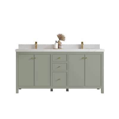 Willow Collections 72 in. W x 22 in. D Chicago Double Bowl Sink Bathroom Vanity with Countertop