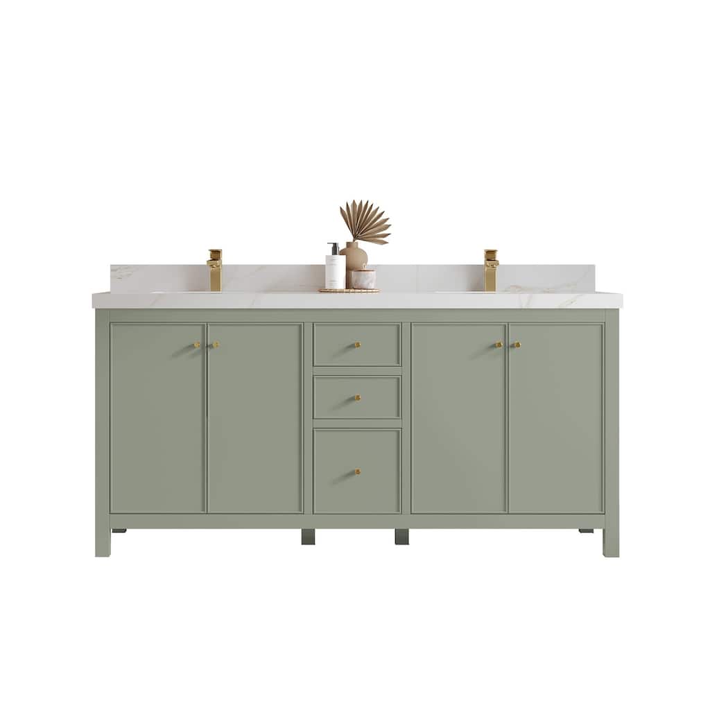 Willow Collections 72 in. W x 22 in. D Chicago Double Bowl Sink Bathroom Vanity with Countertop