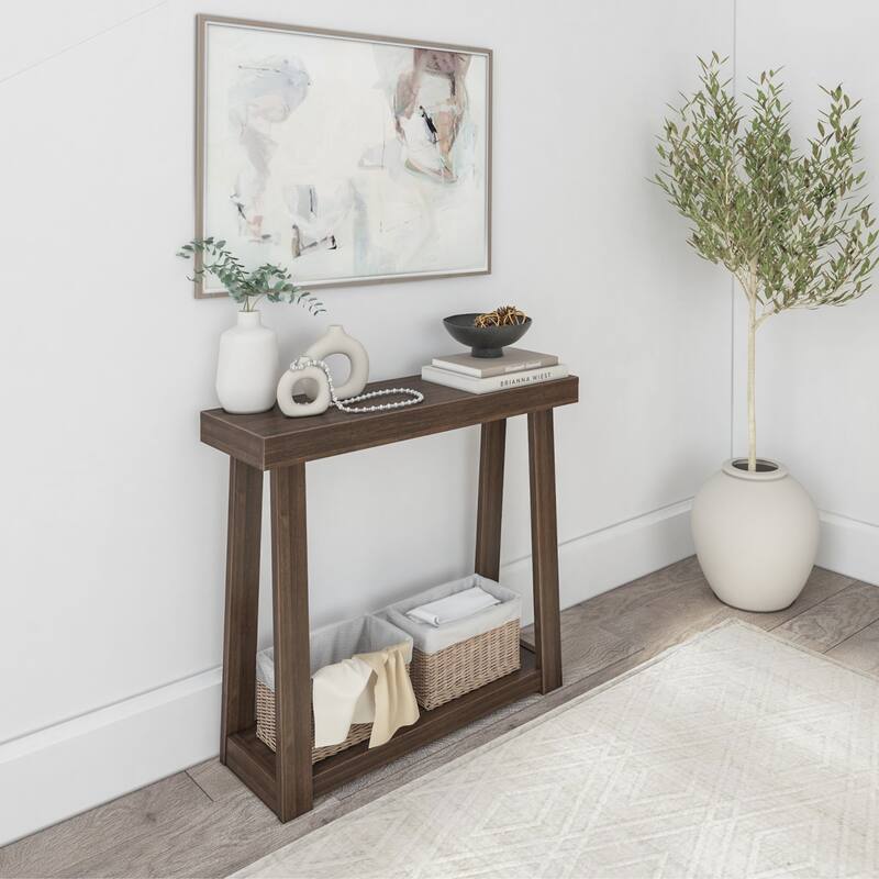 Plank and Beam Classic Console Table with Shelf - 36" - Walnut