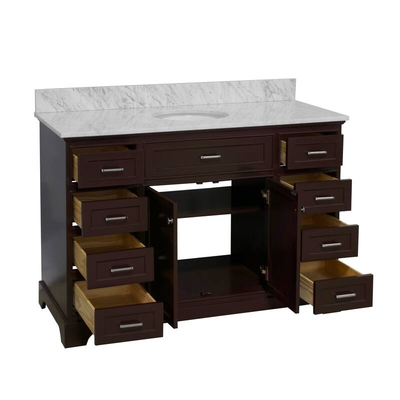 KitchenBathCollection Aria 60" Single Bathroom Vanity with Carrara Marble Top