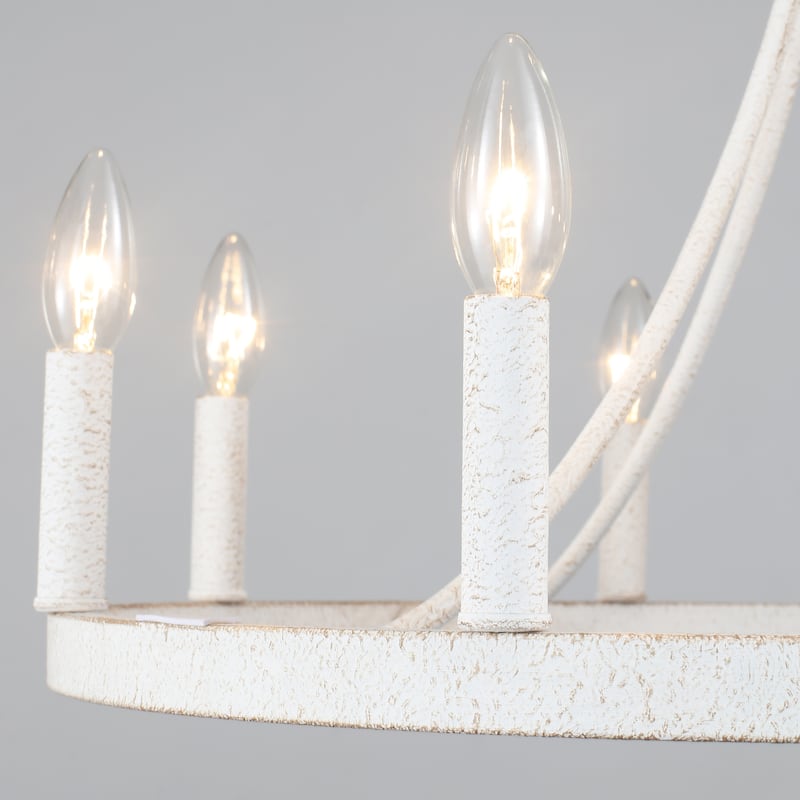 8-light Rustic Farmhouse Wagon Wheel Chandelier Candle Dining Room Lighting Fixtures for Kitchen Island Foyer - N/A