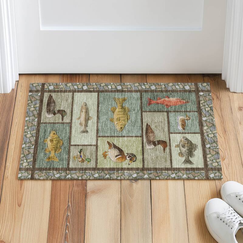 Machine Washable Indoor/ Outdoor Cabin Lodge Chantille Rug