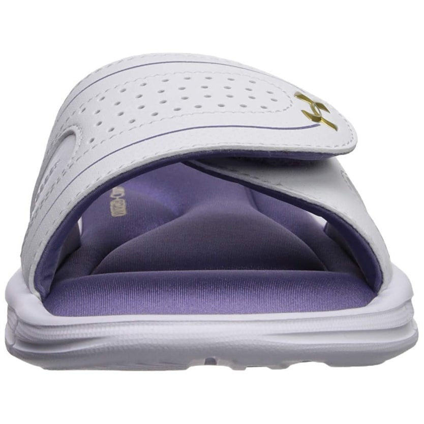 purple under armour slides