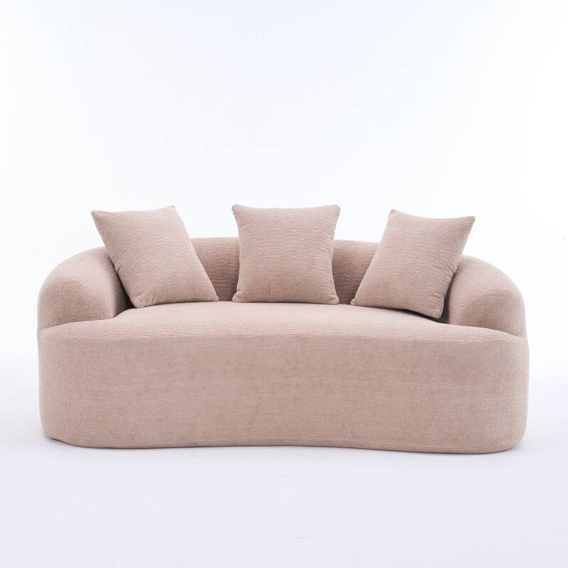 Curved Loveseat Full Compression Sponge 30D Sofa Chenille No-Assembly