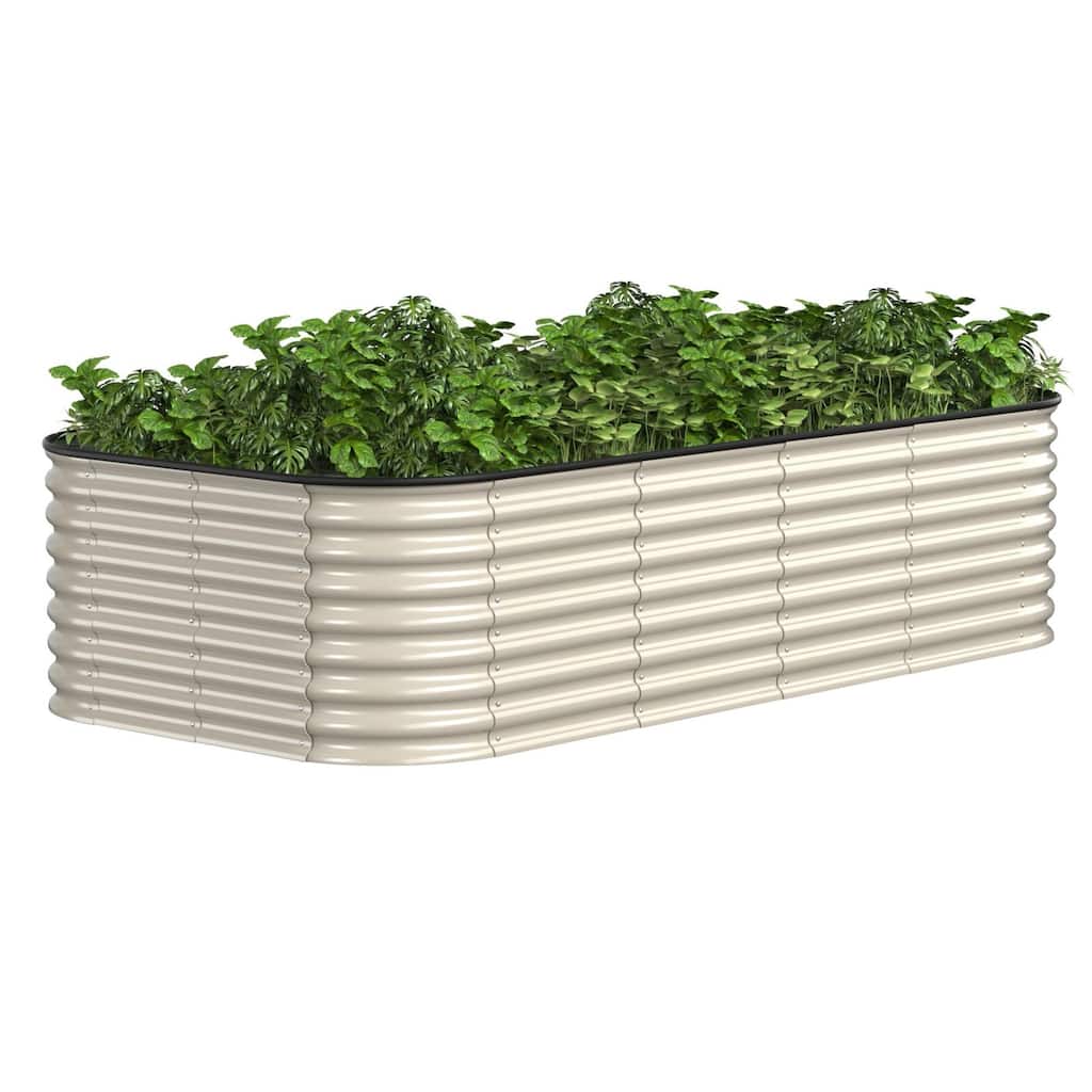 VEIKOUS 24''H Galvanized Raised Garden Bed, Durable Outdoor Planter Box with Stabilizing Bars