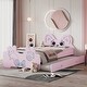 preview thumbnail 3 of 6, Cartoon Twin Size Platform Bed with Trundle & Cute Headboard, Wooden Bed Frame, No Box Spring Required/Easy Assembly Pink+Blue