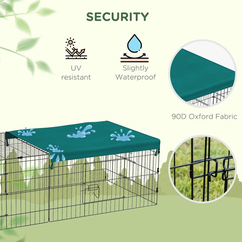 Green-Black Small Animal Cage with Steel Frame, Roof and Multiple Gates - 72.75" W x 29.5" D x 19.7" H