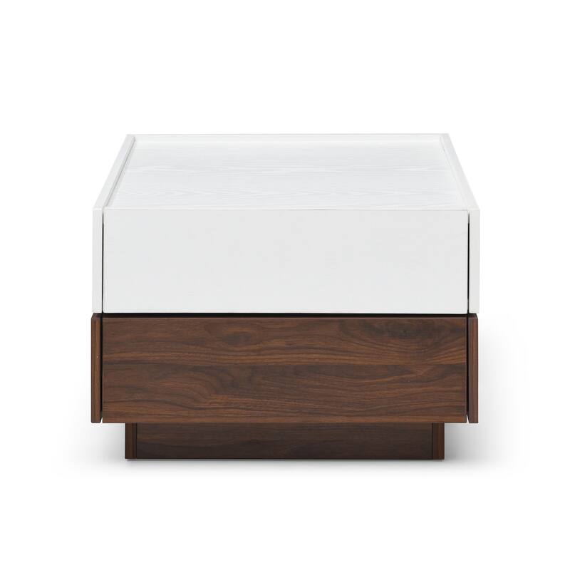 Modern Rotating Coffee Table with Two Hidden Storage Compartments and Two Drawers