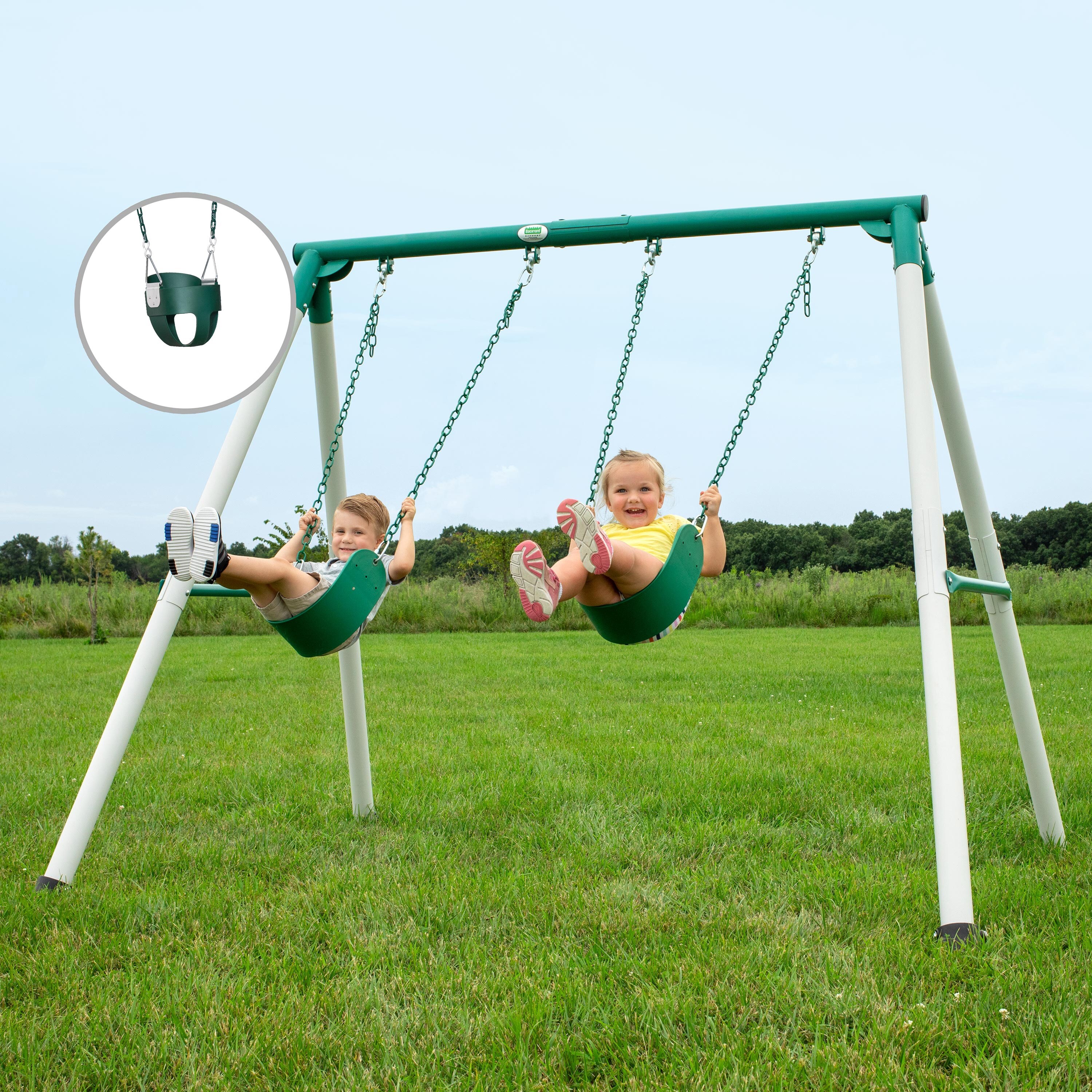 Backyard Discovery Little Brutus Heavy-Duty Metal A-Frame Swing Set