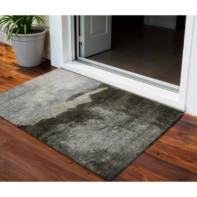 HomeRoots Abstract Transitional Rectangle Outdoor Rug - 3' x 5'