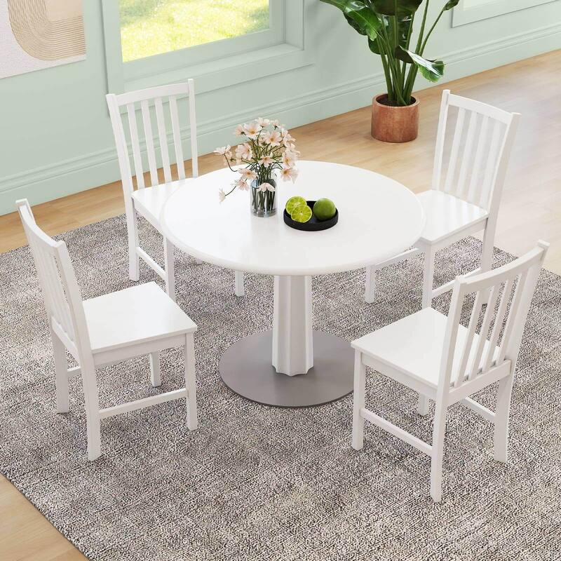 Costway Rustic Dining Chairs Set of 4 with Slat Tilt Backrest, Wide - See Details