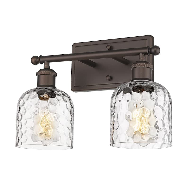 2-Light Bathroom Vanity Light, Clear Hammered Glass, - Oil Rubbed Bronze
