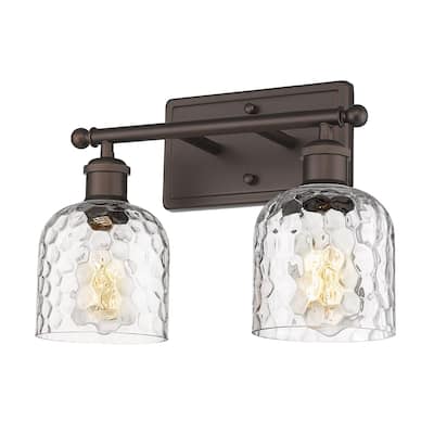 2-Light Bathroom Vanity Light, Clear Hammered Glass,