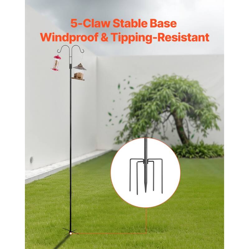 92" Rust-Resistant Garden Stand Bird Feeder Pole with Dual Hooks and 8 Pack Shepherd Hook - 11.61” x 9.84” x 92.32”