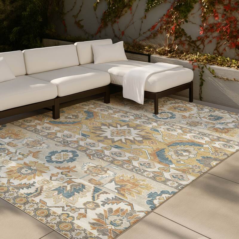 Machine Washable Indoor/ Outdoor Traditional Aspen Chantille Rug